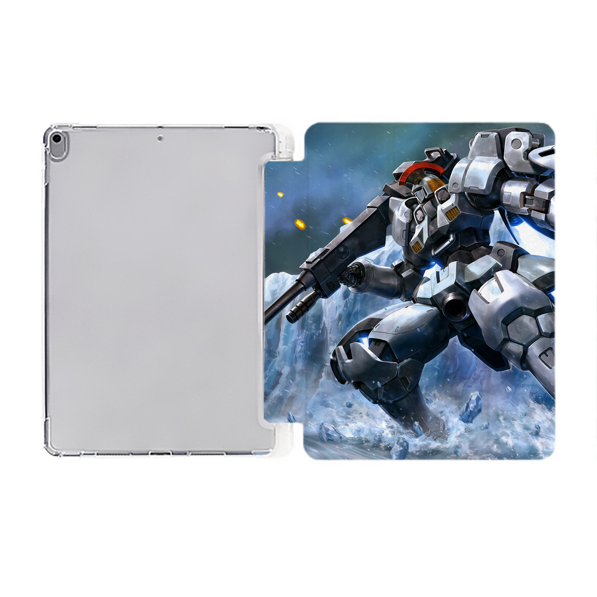 （画像用） 機動戦士ガンダム Mobile Suit Gundam IPad ケース ペン収納付き 三つ折りスタンド PUレザー×シリコン 対応機種9.5/10.5/10.9インチ